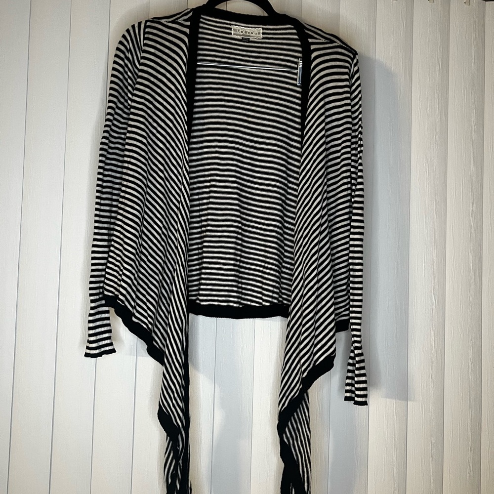 Black and white striped cardigan